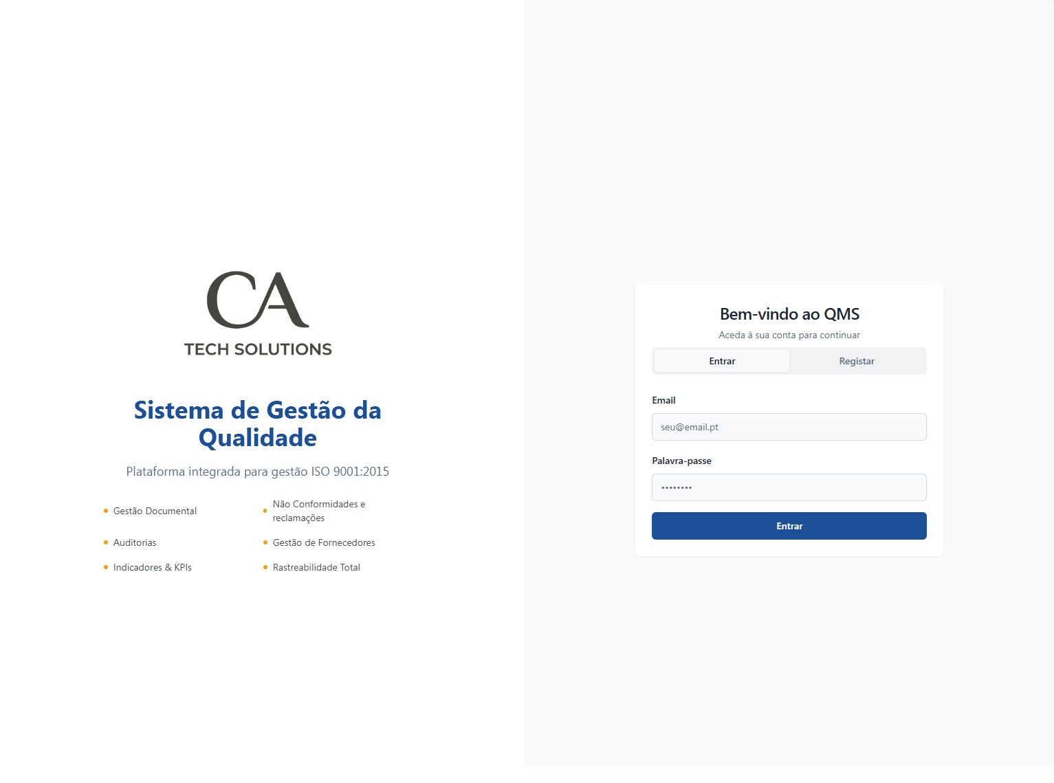 Acesso à plataforma de Gestão da Qualidade